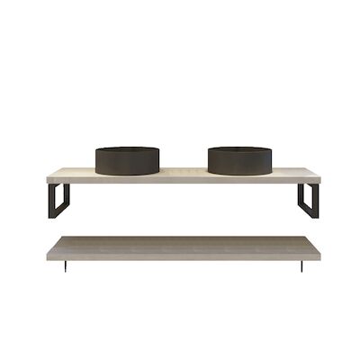 Badkamermeubelset BWS Eiken Massief Hout Bovenblad Recht 180 cm Wit