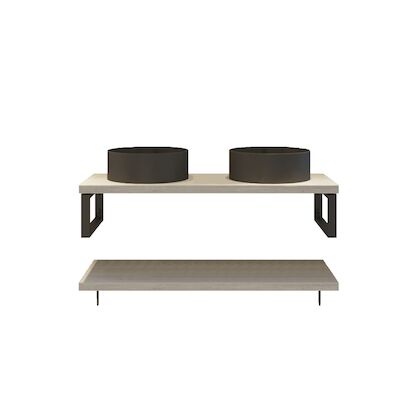 Badkamermeubelset BWS Eiken Massief Hout Bovenblad Zonder Boomschors 140 cm Wit