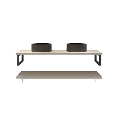 Badkamermeubelset BWS Eiken Massief Hout Bovenblad Zonder Boomschors 160 cm Wit