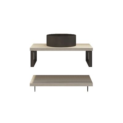 Badkamermeubelset BWS Eiken Massief Hout Bovenblad Zonder Boomschors 60 cm Wit