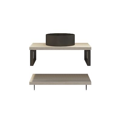 Badkamermeubelset BWS Eiken Massief Hout Bovenblad Zonder Boomschors 80 cm Wit