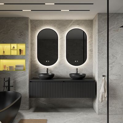 Badkamermeubelset BWS Linea | 180 cm | Mat Zwart