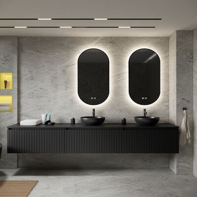 Badkamermeubelset BWS Linea | 270 cm | Mat Zwart