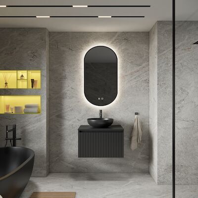 Badkamermeubelset BWS Linea | 60 cm | Mat Zwart