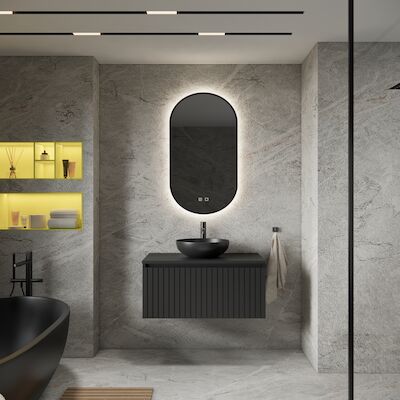 Badkamermeubelset BWS Linea | 80 cm | Mat Zwart