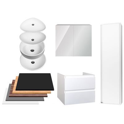 Badkamermeubelset BWS Sally 80 cm Twee Soft-Close Lades Met Waskom Mat Wit