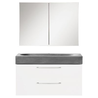 Badkamermeubelset Differnz Somero Met Beton Wastafel 80 cm Hoogglans Wit (Inc. Spiegelkast)