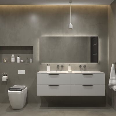 Badkamermeubelset Gliss Design Hera Mat Zwart 160cm 4 Laden Hoogglans Wit (Keuze Wastafel)