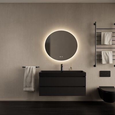 Badkamermeubelset Gliss Design Milan Met Lako Mat Zwarte Wastafel 100 cm Mat Zwart