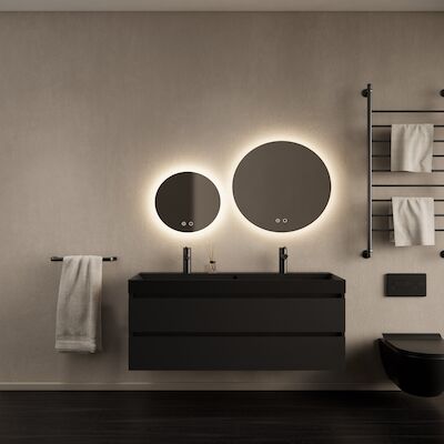 Badkamermeubelset Gliss Design Milan Met Lako Mat Zwarte Wastafel 120 cm Mat Zwart