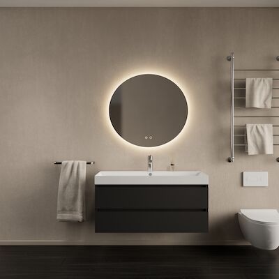 Badkamermeubelset Gliss Design Milan Met Lako Wastafel 100 cm Mat Zwart (Keuze Wastafel)