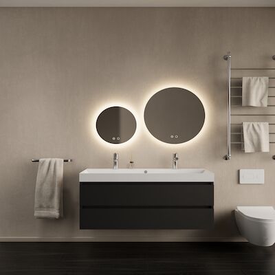 Badkamermeubelset Gliss Design Milan Met Lako Wastafel 120 cm Mat Zwart (Keuze Wastafel)