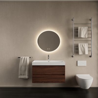 Badkamermeubelset Gliss Design Milan Met Lako Wastafel 60 cm Choco Eiken (Keuze Wastafel)