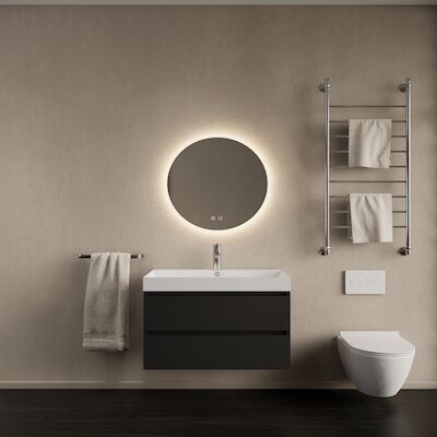 Badkamermeubelset Gliss Design Milan Met Lako Wastafel 60 cm Mat Zwart (Keuze Wastafel)