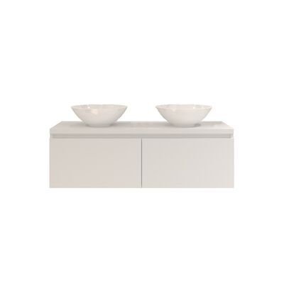Badkamermeubelset Gliss Eros 120 cm Mat Wit Met 2 Lades Met Waskom
