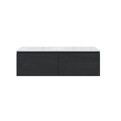 Badkamermeubelset Gliss Eros 120 cm Met Wastafel Met 1 Lade Zwart Eiken
