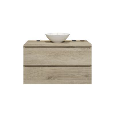 Badkamermeubelset Gliss Zeus 100 cm Licht Grijs Eiken Met Waskom