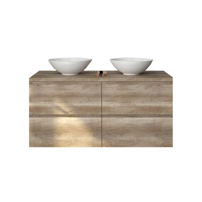 Badkamermeubelset Gliss Zeus 120 cm Oud Grijs Eiken Met Waskom