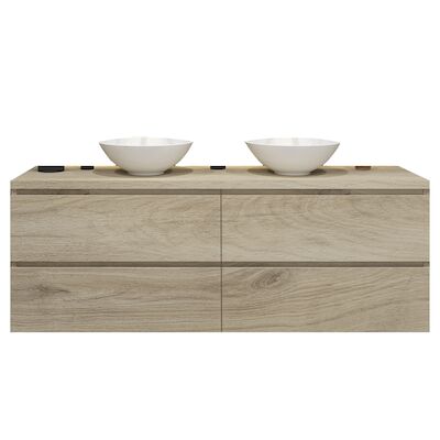 Badkamermeubelset Gliss Zeus 160 cm Licht Grijs Eiken Met Waskom