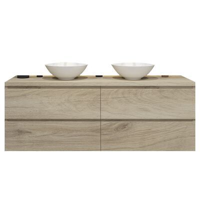 Badkamermeubelset Gliss Zeus 200 cm Licht Grijs Eiken Met Waskom