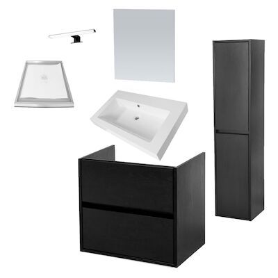 Badkamermeubelset NEXXT Small 80cm Black Wood