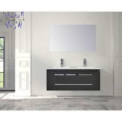 Badkamermeubelset Sanicare Q1 2 Soft Close Lades Antraciet Met Spiegel 121×46 cm