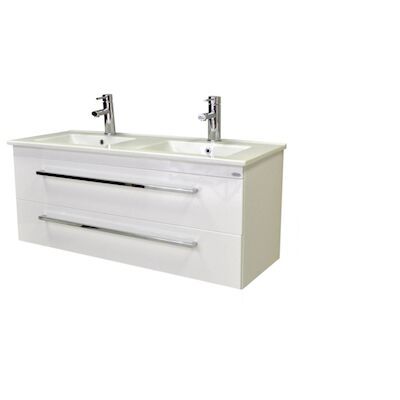 Badkamermeubelset Sanicare Q1 2 Soft Close Lades Grey Wood 121×46 cm