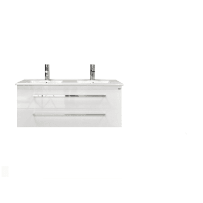 Badkamermeubelset Sanicare Q1 2 Soft Close Lades Hoogglans Wit 121×46 cm