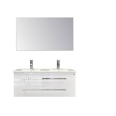 Badkamermeubelset Sanicare Q1 2 Soft Close Lades Met Spiegel Belluno Eiken 121×46 cm