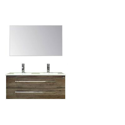 Badkamermeubelset Sanicare Q1 2 Soft Close Lades Met Spiegel Truffel 121×46 cm