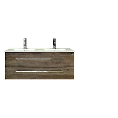 Badkamermeubelset Sanicare Q1 2 Soft Close Lades Truffel 121×46 cm