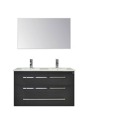 Badkamermeubelset Sanicare Q1 3 Soft Close Lades Antraciet 121×46 cm