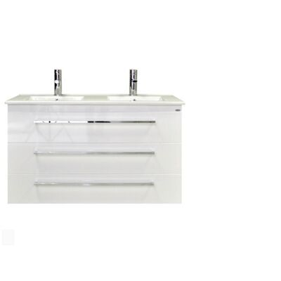 Badkamermeubelset Sanicare Q1 3 Soft Close Lades Grey Wood 121×46 cm
