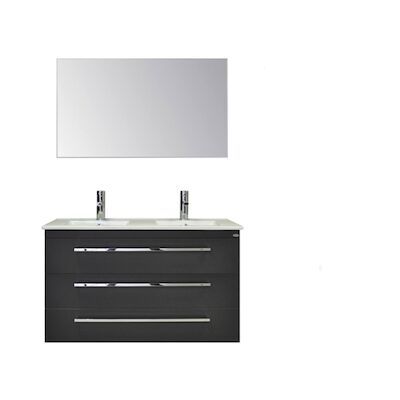 Badkamermeubelset Sanicare Q1 3 Soft Close Lades Met Spiegel Antraciet 121×46 cm