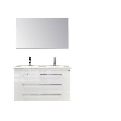 Badkamermeubelset Sanicare Q1 3 Soft Close Lades Met Spiegel Belluno Eiken 121×46 cm