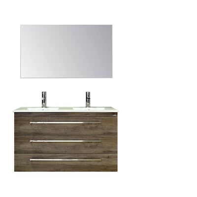 Badkamermeubelset Sanicare Q1 3 Soft Close Lades Met Spiegel Truffel 121×46 cm