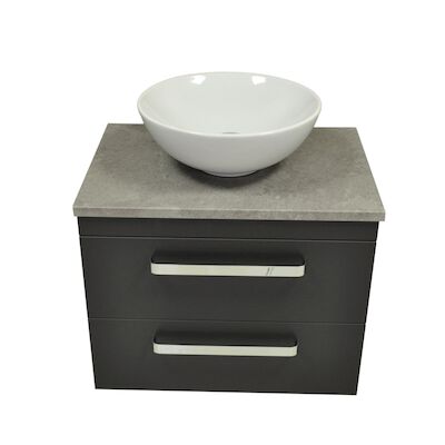 Badkamermeubelset Sanicare Q11 2 Laden 65cm Grey-Wood (spiegel optioneel)