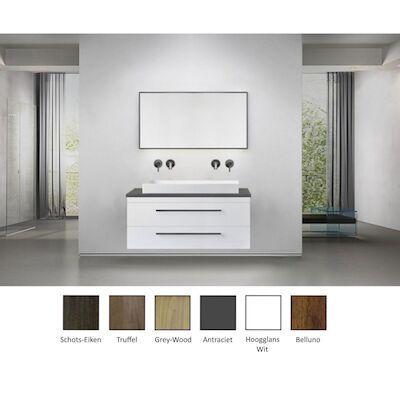 Badkamermeubelset Sanicare Q16 100 cm Hoogglans Wit (spiegel optioneel)