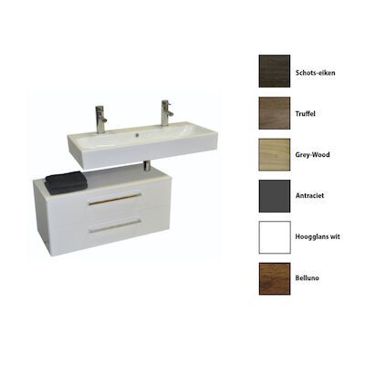 Badkamermeubelset Sanicare Q17 100 cm Hoogglans Wit (spiegel optioneel)