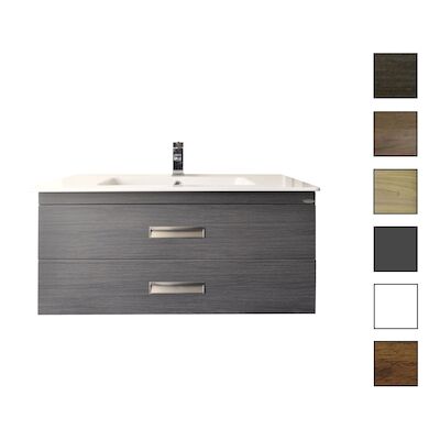 Badkamermeubelset Sanicare Q3 2 Soft-Close Laden 90 cm Belluno Eiken (spiegel optioneel)