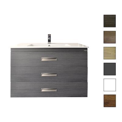 Badkamermeubelset Sanicare Q3 3 Soft-Close Laden 70 cm Grey-Wood (spiegel optioneel)