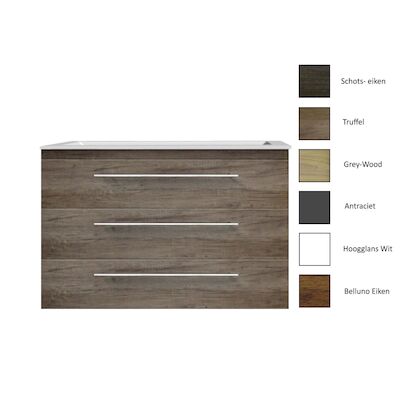 Badkamermeubelset Sanicare Q4 Drie Soft-Close Laden 100×45 cm Antraciet (0,1 of 2 Kraangaten)