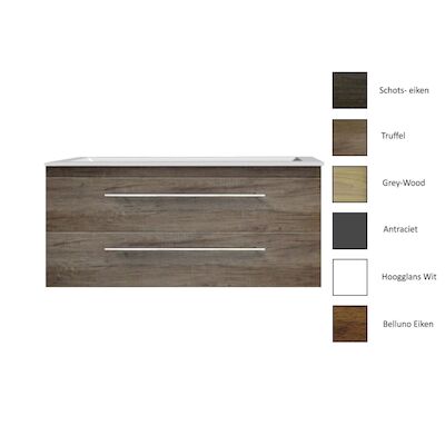 Badkamermeubelset Sanicare Q4 Twee Soft-Close Laden 100×45 cm Antraciet (0,1 of 2 Kraangaten)