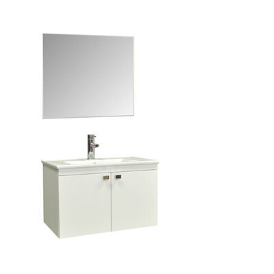 Badkamermeubelset Sanicare Q5 2-Deurs Onderkast 80 cm Met Spiegel Hoogglans Wit