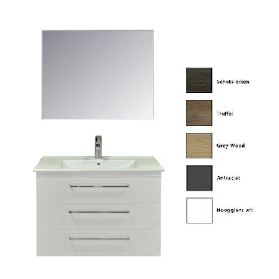 Badkamermeubelset Sanicare Q6 Drie Laden Chromen Greep 100 cm (alle kleuren, spiegel optioneel)