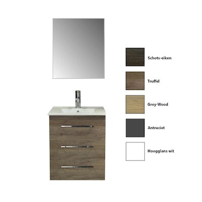 Badkamermeubelset Sanicare Q6 Drie Laden Chromen Greep 60 cm (alle kleuren, spiegel optioneel)