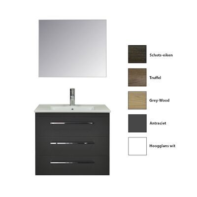 Badkamermeubelset Sanicare Q6 Drie Laden Chromen Greep 80 cm (alle kleuren, spiegel optioneel)
