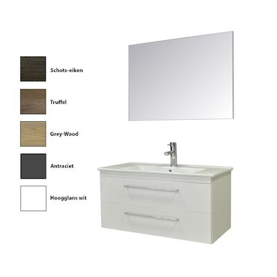 Badkamermeubelset Sanicare Q6 Twee Laden Chromen Greep 100 cm (alle kleuren, spiegel optioneel)