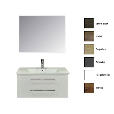 Badkamermeubelset Sanicare Q6 Twee Laden Chromen Greep 100 cm Met Spiegel Antraciet