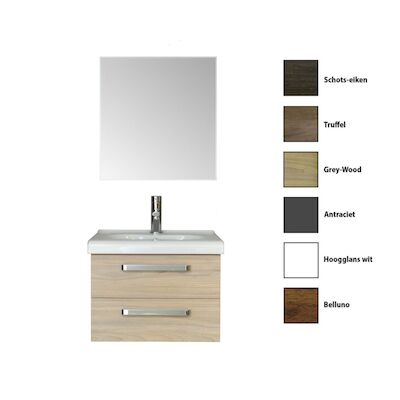 Badkamermeubelset Sanicare Q9 2 Laden 65cm Hoogglans Wit (spiegel optioneel)